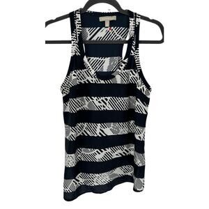 Banana Republic Black White Striped Blouse Sleeveless Workwear Office Party S